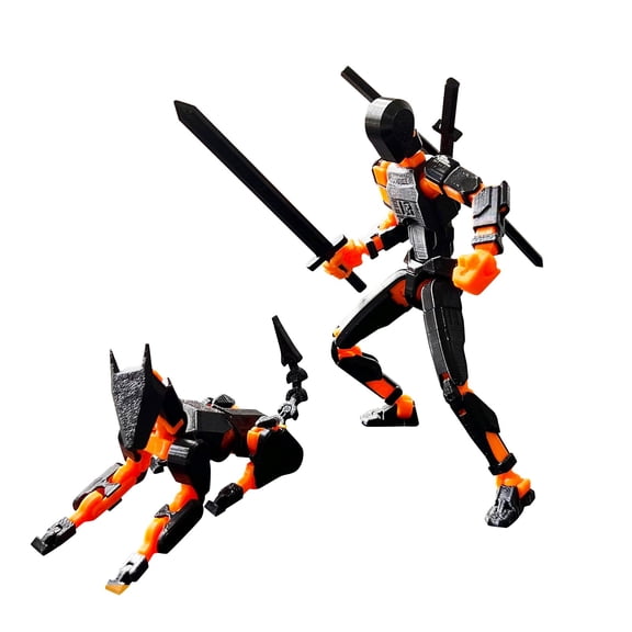 3D Printed Soldier Action Figure and Robot Dog Set Fully Articulated Movable Joint Robot Doll for Desktop Decoration and Collectible Display