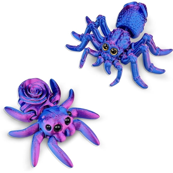 3D Printed Spider Animals Toys - 2PCS Halloween Desk Decor for Adults, Fidget Toys, Home Office Skeleton Decor, Birthday Party Halloween