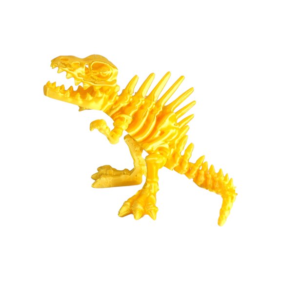 3D Printed Spinosaurus Skeleton Model with Movable Joints for Desk Decor, Gold 13.3Cm Stress Relief Fossil Display