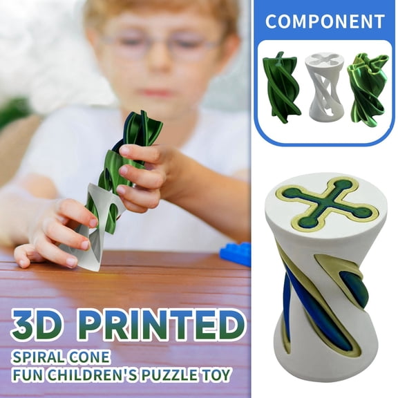 3D Printed Spiral Cone Kinetic Sculpture Decompression Desktop Ornament, Mesmerizing Geometric Art for Modern Office Stress Relief and Focus