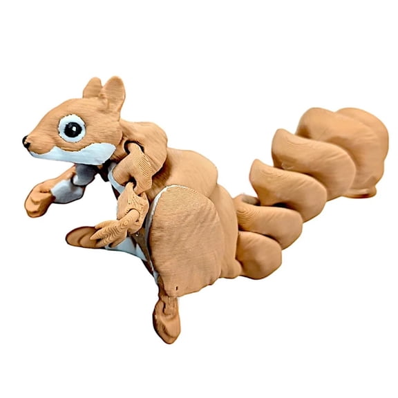 3D Printed Squirrel with Articulated Joints Movable Animal Figurine Collectible Desk Decor Stylized Model Unique Gift