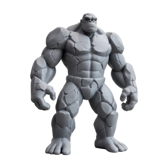 3D-Printed Stone Giant Figurine, Muscular Monster Statue Desktop Sculpture for Shelf & Office Decor
