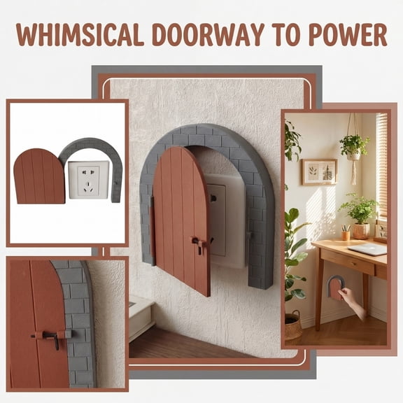 3D Printed Switch Plate Cover, Creative Door-Shaped Outlet Protector with Realistic Brick Frame for Living Room, Bedroom & Office Decor