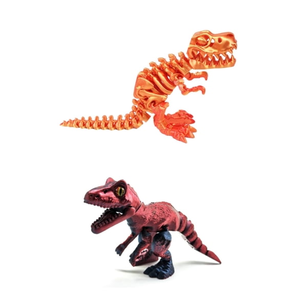 3D Printed T-Rex Skeleton Model, 25cm & 15cm Articulated Dinosaur Fossil Sculpture for Display