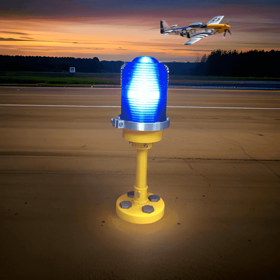3D Printed Taxiway Light Lamp Customizable Aviation-Inspired LED Light for Home or Office - Blue
