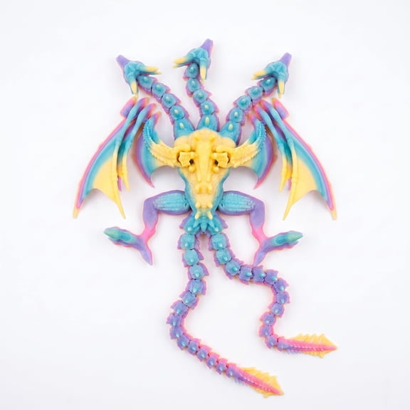 3D Printed Three-Headed Dragon Sculpture Desktop Decoration