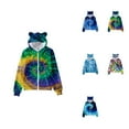 thumbnail image 1 of 3D Printed Tie-Dye Zipper Hoodie with Cat Ears, Cute Leopard Print Pullover for Kids & Youth, Full-Zip Sweatshirt with Pockets, Comfortable Oversized Fit, 1 of 3