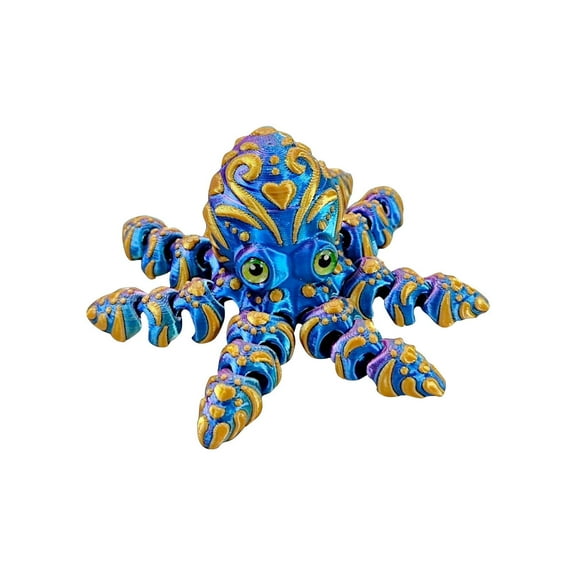 3D Printed Toys,Adorable Blue Octopus Plush Toy with Embossed Patterns, Soft Stuffed Animal, Cute Collectible Gift for Kids and Adults, 8 Inch