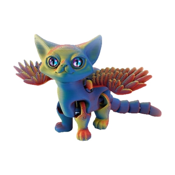 3D Printed Toys,Fantasy Dragon Cat Figurine – Unique Collectible Sculpture, Hand-Painted, Durable Resin, Perfect Gift for Fantasy Lovers, Home Decor Accent