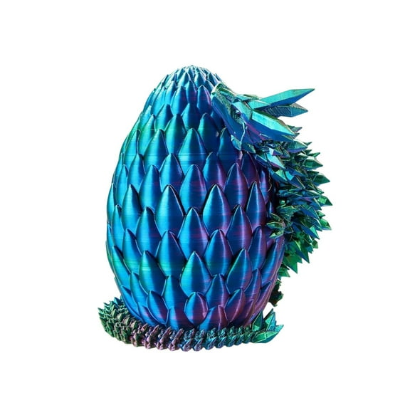 3D Printed Toys,Handmade Dragon Egg Figurine, Iridescent Blue Resin Fantasy Sculpture, Unique Home Decor Gift for Collectors and Fans