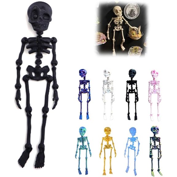 3D Printed Vintage Skeleton Magnetic Figurine,Posable Multi-Color Human Skeleton Magnets,Funny Magnetlc Skeletons Fridge Magnets with Movable Joints for Refrigerator,Whiteboard,Kitchen