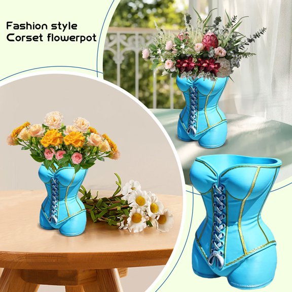 3D Printed Waist Flower Pot Fashionable Corset Shaped Planter Unique Design Container for Home Garden Decoration Modern Art Style Statement Piece Indoor Outdoor Succulent Cactus Holder