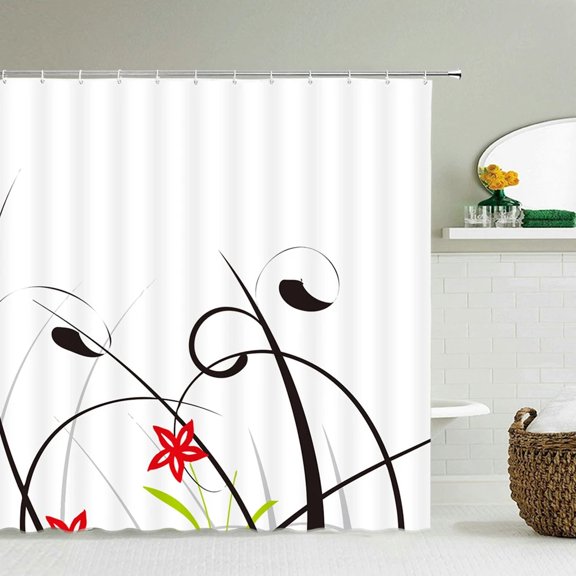 3D Printed Waterproof Fabric Fresh Flower Plant Shower Curtains Bathroom Decorative Polyester With Shower Curtain 240X180