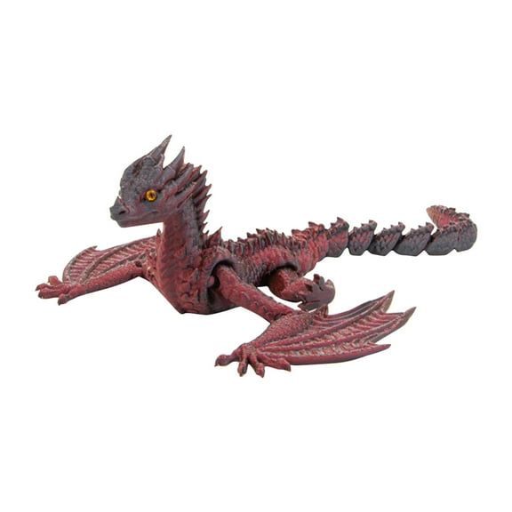 3D Printed Western Flying Dragon Articulated Model Laser Red Black Movable Flying Dragon Figurine for Desktop Decor