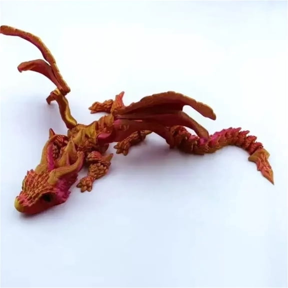 3D Printed Winged Carriage Dragon Figurine Rotatable Articulated Decoration Animals Dragon Desktop Ornament Home Decor