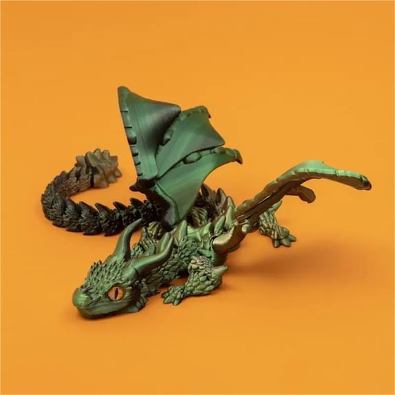 3D Printed Winged Carriage Dragon Figurine With Random Eyes Art Deco Resin Dragon Sculpture, Tabletop Animal Theme Deco 1PC