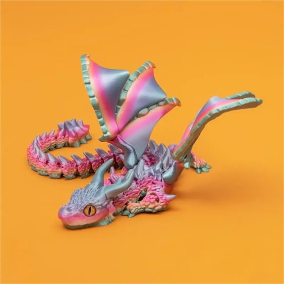 3D Printed Winged Carriage Dragon Figurine With Random Eyes Art Deco Resin Dragon Sculpture, Tabletop Animal Theme Deco 1PC