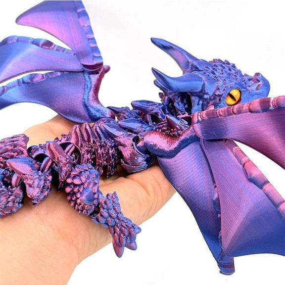 3D Printed Winged Carriage Dragon Figurine With Random Eyes Art Deco Resin Dragon Sculpture, Tabletop Animal Theme Deco 1PC