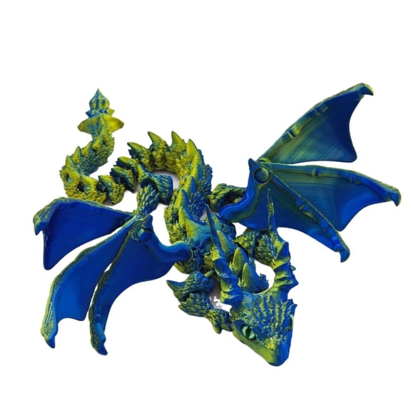 3D Printed Winged Horned Scale Flying Dragon Figurine Model With Random Eye Sculpture Tabletop Animal Theme Decor