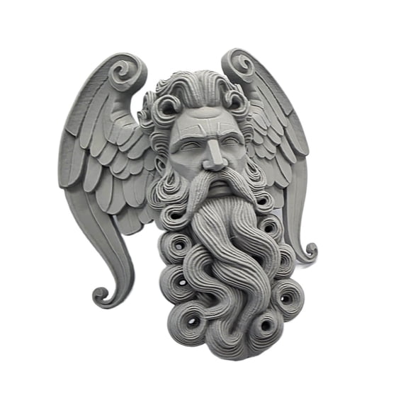 3D Printed Winged Zeus Sculpture with Base for Home Office Decor