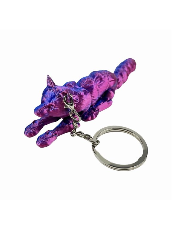 3D Printed Wolf Keychain with Realistic Details and Multiple Joint Designs Accessory for Animal Lovers and Collectors