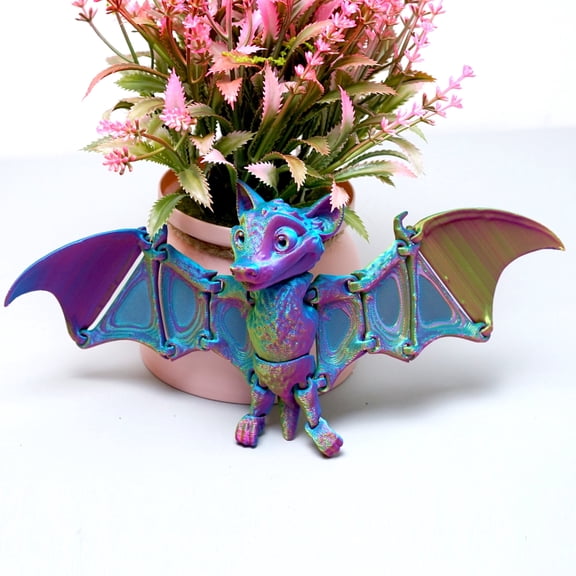3D Printed Bat and Flexible Joint Lacertid Figurine, Home Office Decor, Fidget Toy for Adults, Teens, Boys, Festival Gift