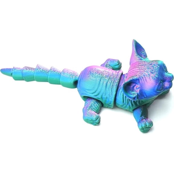 3D Printed cat,Fidget Toys,Flexible Articulated Mystery Animals,Surprise Gift for Festival,Home Figurines Decoration, Executive Desk Decorations (RGB)