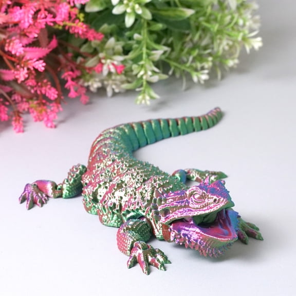 3D Printed chameleon,Flexible Joint Animal lacertid Figurines,Realistic Eyes, Home Office Decor,Fidget Toy for Adults Teens Boy Festival Gifts