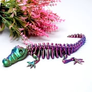 3D Printed Crocodile, Flexible Joint Animal Figurines, Home Office Decor, Fidget Toy for Adults Teens Boys Festival Gifts