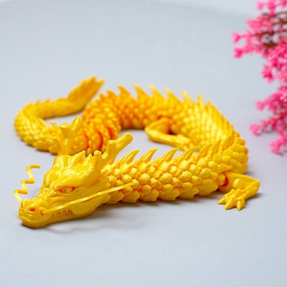 3D Printed Dragon, Flexible Joint Animal Figurines, Home Office Decor, Fidget Toy for Adults Teens Boys Festival Gifts
