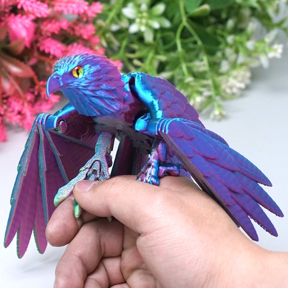 3D Printed eagle,Flexible Joint Animal lacertid Figurines,Realistic Eyes, Home Office Decor,Fidget Toy for Adults Teens Boy Festival Gifts