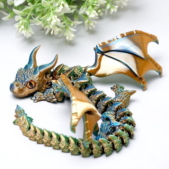3D Printed flying dragon,Flexible Joint Animal lacertid Figurines,Realistic Eyes, Home Office Decor,Fidget Toy for Adults Teens Boy Festival Gifts