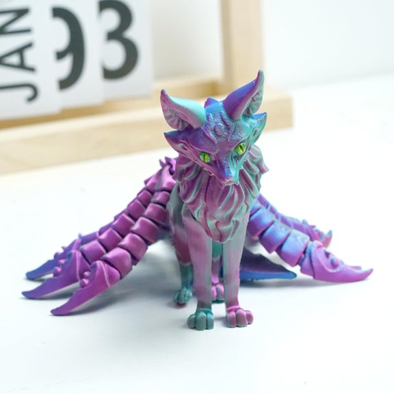 3D Printed fox,Flexible Joint Animal lacertid Figurines,Realistic Eyes, Home Office Decor,Fidget Toy for Adults Teens Boy Festival Gifts