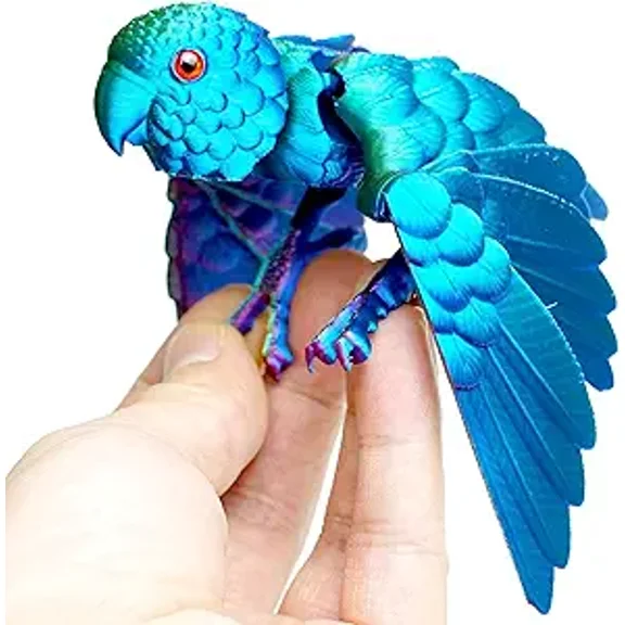 3D Printed parrot,Flexible Joint Animal lacertid Figurines, Home Office Decor,Fidget Toy for Adults Teens Boy Festival Gifts,Easter Basket Stuffers,Executive Desk Toy