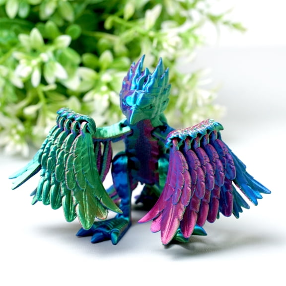 3D Printed phoenix,Flexible Joint Animal lacertid Figurines,Realistic Eyes, Home Office Decor,Fidget Toy for Adults Teens Boy Festival Gifts