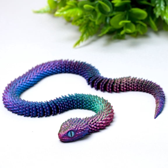3D Printed Snake, Flexible Joint Animal Figurines, Realistic Eyes, Home Office Decor, Fidget Toy for Adults Teens Boys Festival Gifts