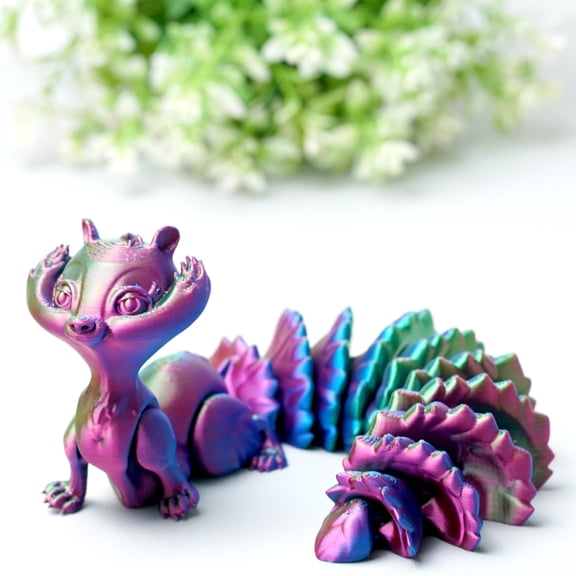 3D Printed squirrel,Flexible Joint Animal lacertid Figurines,Realistic Eyes, Home Office Decor,Fidget Toy for Adults Teens Boy Festival Gifts