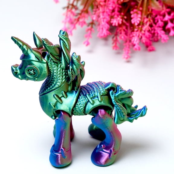 3D Printed unicorn,Flexible Joint Animal lacertid Figurines,Realistic Eyes, Home Office Decor,Fidget Toy for Adults Teens Boy Festival Gifts