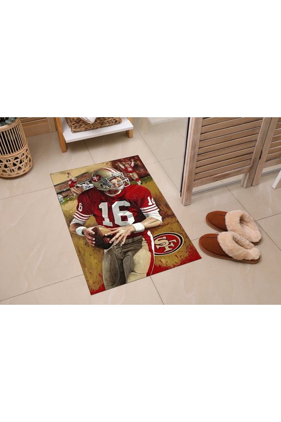 3D Printeds Rug, Non-Slip Carpet Rug, Joe Montana, Rug, Sport Rug, Runner Rug, Entry Rug, Motivation Rug, American Football Rug, Modern Rug, 1.7'x2.3' - 50x70 cm