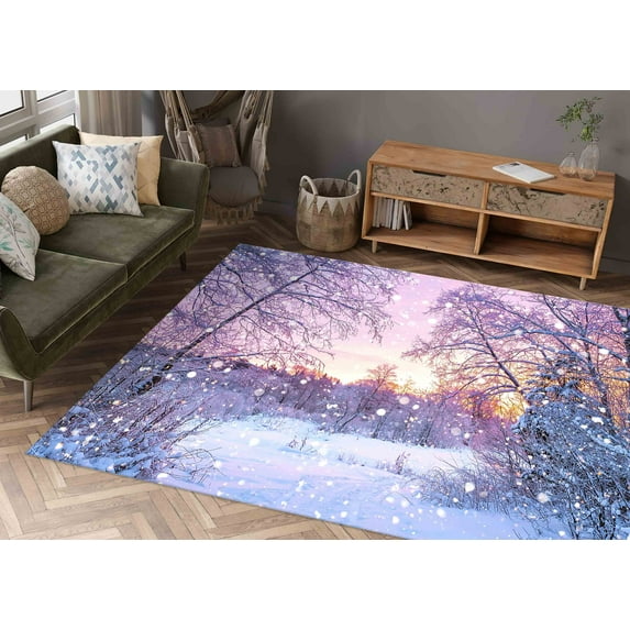 3D Printeds Rugs, Snow View Rug, Snow Landscape Rug, Modern Rug, Entryway Rug, View Rug, Corridor Rugs, Snow Rugs, Stair Rugs, Thick Rug, 3.3'x5' - 100x150 cm