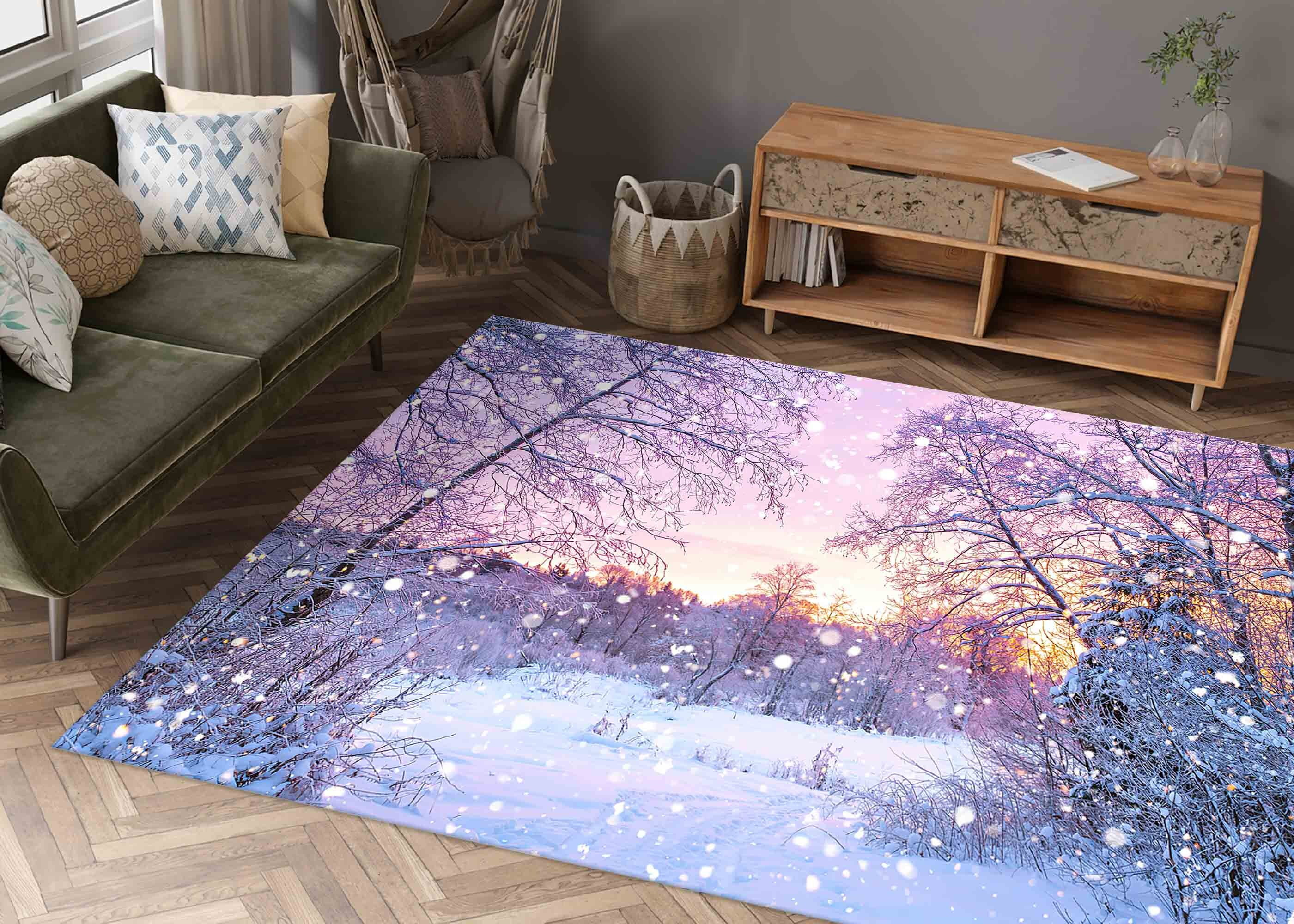 3D Printeds Rugs, Snow View Rug, Snow Landscape Rug, Modern Rug