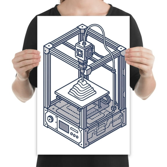 3D Printer Blueprint Art - Makers and Engineers - 13x19 Poster Print - Creative Studio