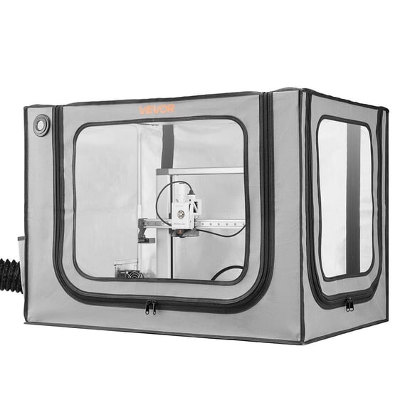 3D Printer Enclosure with Ventilation, Dustproof Waterproof Large Size 600D Oxford Cloth 3D Printer Tent, Constant Temperature Protective Case with LED, Designed for Bambu Lab A1 Combo, Grey