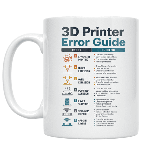 3D Printer Error Guide - 3D Printing Enthusiast - 11 oz Ceramic Coffee Mug