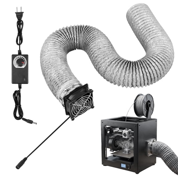 3D Printer Exhaust Fan Kit with Fire Resistant Duct 4500RPM Smoke Fume Extractor Low Noise Ventilation Cooling Fan