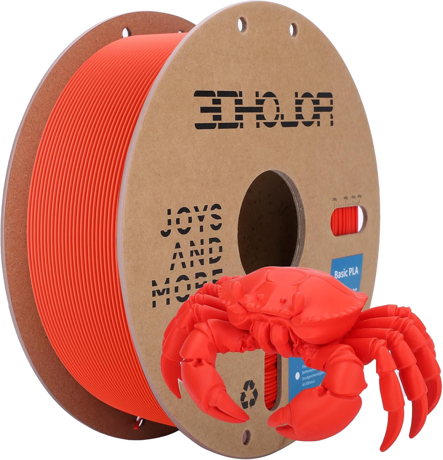 3D Printer Filament Basic PLA Filament 1.75mm 300mm/s 1kg Cardboard Spool Dimensional Accuracy +/- 0.03 mm Fit Most 3D FDM Printer-RGB Red
