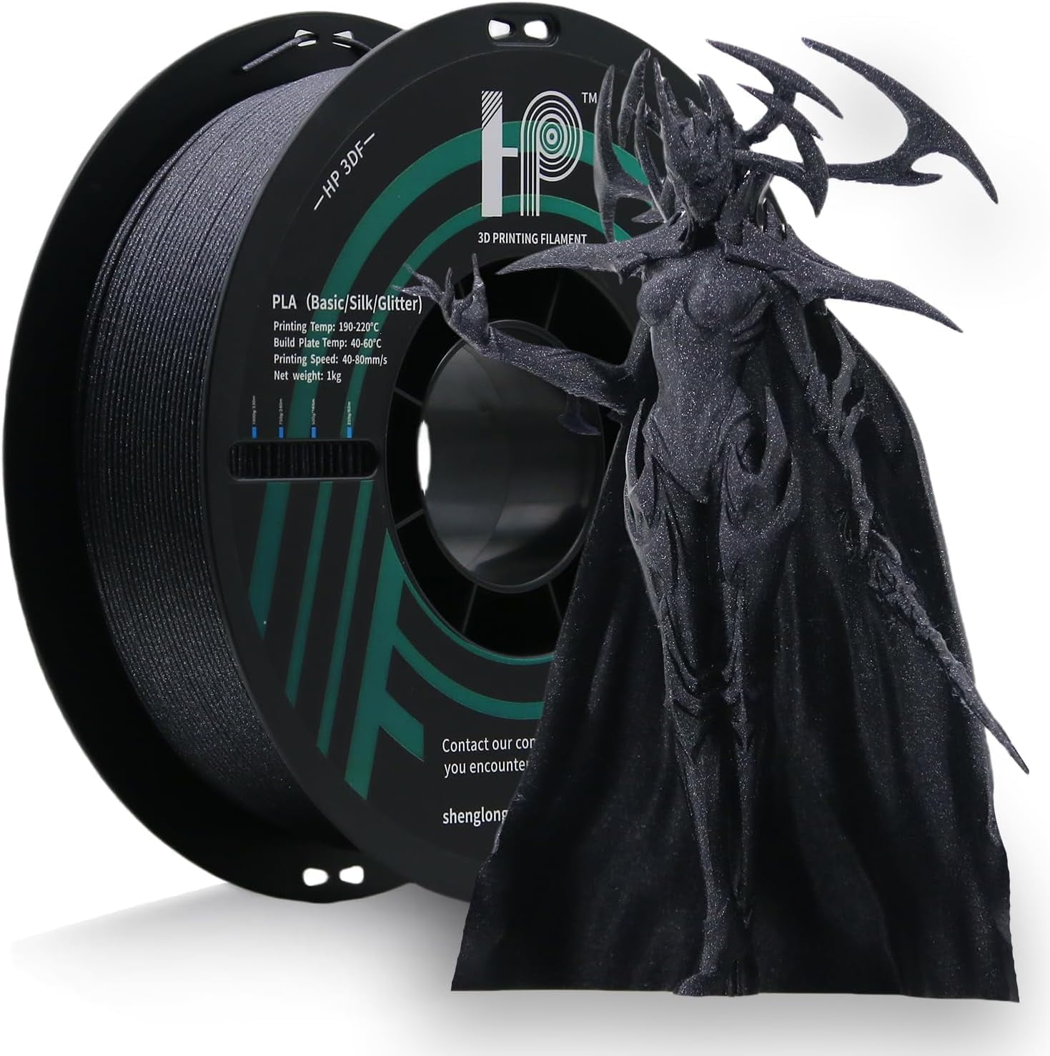 3D Printer Filament Galaxy Black 1KG,Shiny PLA Filament 1.75mm, Dimensional Accuracy+/-0.02mm, 1KG Spool (2.2 lbs), Fit Most FDM Printer(Galaxy Black)