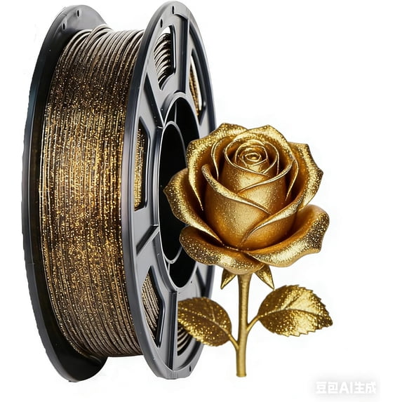 3D Printer Filament Glitter Gold , Shiny Galaxy 250g PLA Filament 250g(8.8oz) 1.75mm, Gold 3D Effect Glitter-Black Filament, Sparkle Laser Series 3D Printing Filament For 3D Printer