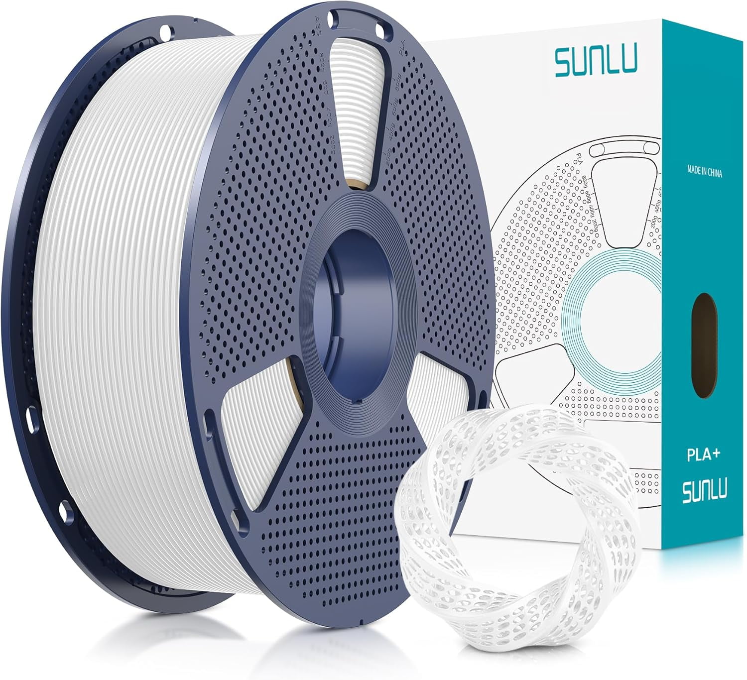 3D Printer Filament PLA Plus 1.75mm, Neatly Wound 1.75mm PRO, PLA+ Filament for Most FDM 3D Printer, Dimensional Accuracy +/- 0.02 mm, 1 kg Spool(2.2lbs), White