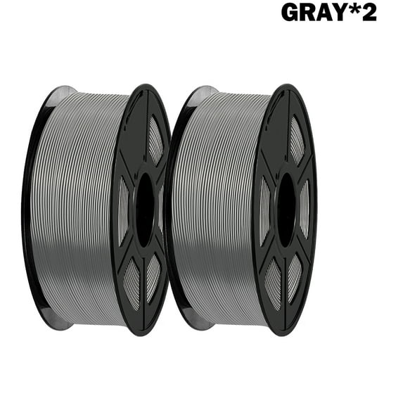 3D Printer Filament, SUNLU PLA Meta Filament 1.75mm , 3D Materials, PLA 2KG, 1kg Spool, 2 Pack, Gray+Gray